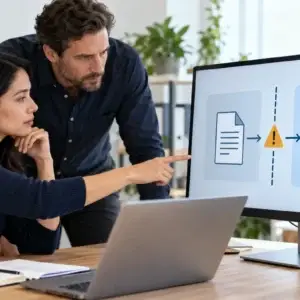 Security reviewers examine an untrusted document at an AI workflow boundary.