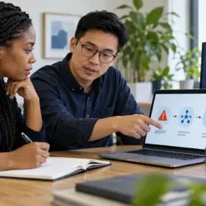 An operations team reviews containment and recovery steps for an AI incident.